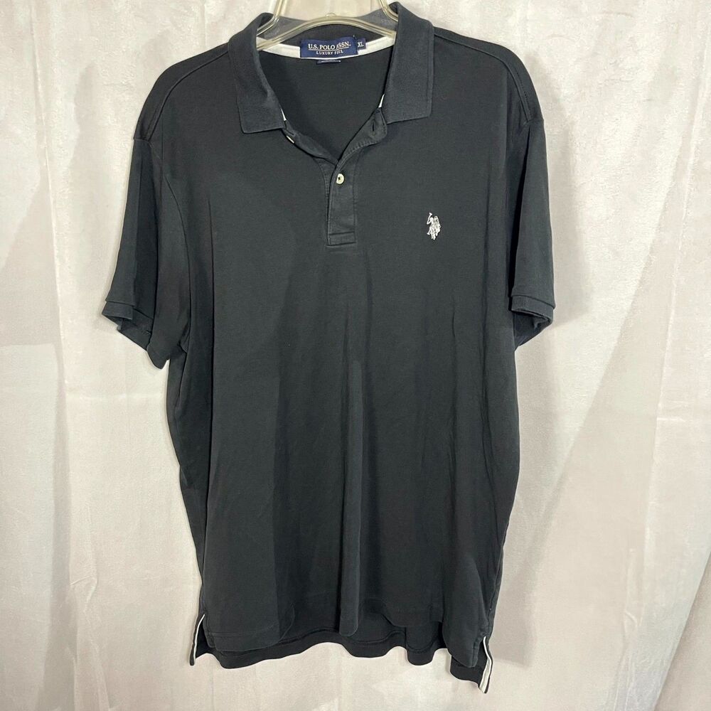 US Polo Assn Mens XL Black Short Sleeve Polo Shirt Luxury Feel Embroidered Logo